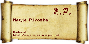 Matje Piroska névjegykártya